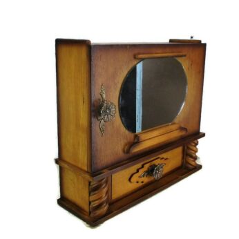 Hand Carved Medicine Wall Kitchen Cabinet Apothecary Barley Twist Art Deco