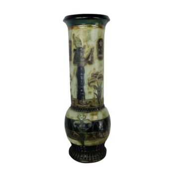 XL Art Deco Revival Vase Marked Guerin Egyptian Style Stoneware 26.37" Gorgeous
