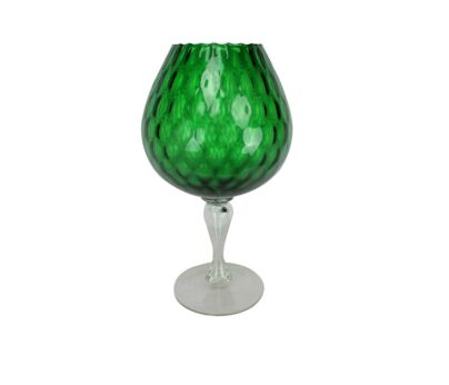 Xl Vintage Goblet Apothecary Jar Swirled Opt Glass Green Mid Century Gorgeous