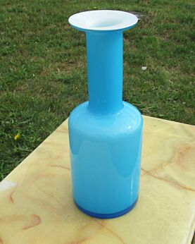 Otto Brauer Vase Holmegaard Gulvase Gul Vase Blue Cased 60s Danish Design