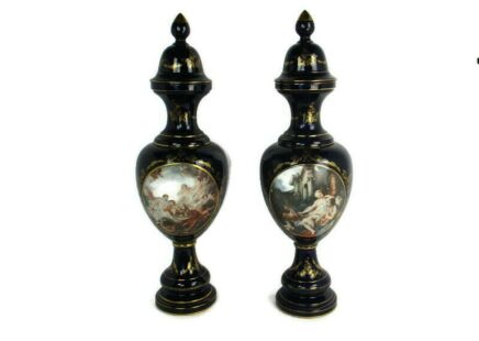Sevres-style XL vases Urn Centerpieces Vintage porcelain Mantel Set Romantic