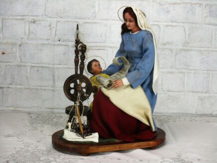 Exclusive Hand Made by Clarisse Nuns Virgin Mary Infant Child Wax Spinning Wheel