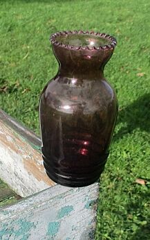 Vintage Mini Amber Colored Vase Mid Century Cased Glass Era Empoli Europe 6.69"