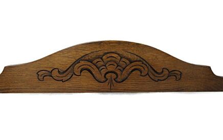 Small French Hand Carved Wood Pediment Ornate Over door Architectural Oak Reclaimed