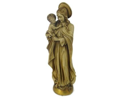 Large Statue Virgin Mary Madonna Threading on Snake Infant Child Chapel Plaster 25.98"