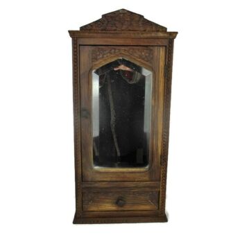 Art Deco Kitchen Apothecary Bathroom Wall Cabinet Oval Beveled Glass Mirror