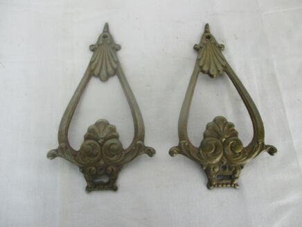 Pair Art Deco Cast Brass Furniture Trim Reclaimed Hardware Architectural