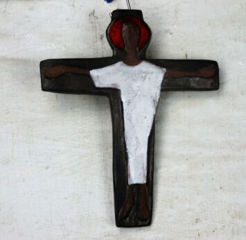 Mid Century Modern Ceramic Modernist Crucifix Glazed Era Perignem Amphora