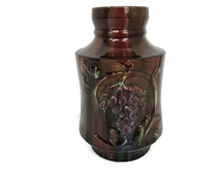 Vintage Jar Vase Glazed Majolica G. Fryns Hasselt Grapes Lovely Rare