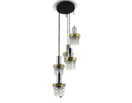 Raak Modern Mid Century Chandelier Modernist Cascade 5 lights Shades Glass