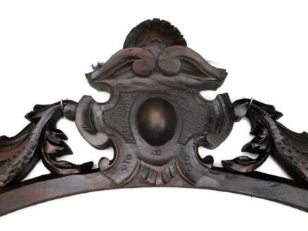 Small Vintage Gorgeous Hand Carved Wooden Pediment Overdoor Architectural Ornate