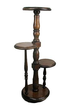 Vintage 3 Tier Pedestal Table Plant Stand Side Table Hand Carved wood Oak