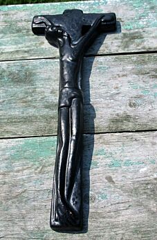 Mid Century Design Ceramic Modern Crucifix Ceramics Jesus Christ Black Signed