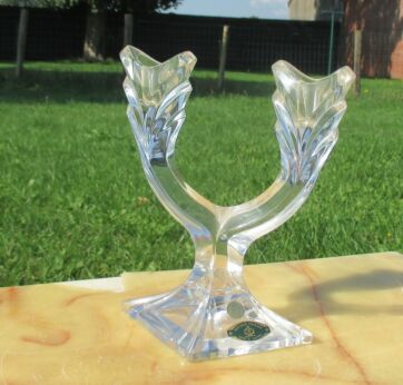 Vintage Crystal Double Candle Holder honour Crystal Slovakia