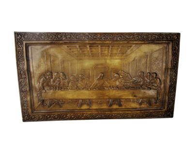 Stone Wall Panel Jesus Christ Angels Last supper Tableaux Plaque Small Lovely
