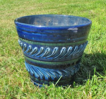 Vintage 70s Italian Funky Ceramic Flowerpot era Aldo Londi Bitossi Rimini Blue