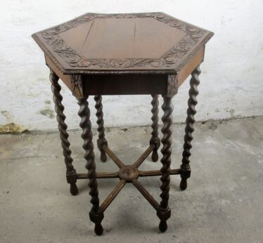 Barley Twist Carved Wood Coffee Side Wine Table Pedestal 6 legs ornate