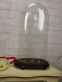 L Antique Victorian Oval Hand Blown Glass Globe Dome Doll Clock 21.25" H 10.62"W