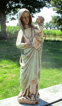 Vintage Virgin Mary Madonna with Child Madonna Plaster Marked H.N. Beautiful