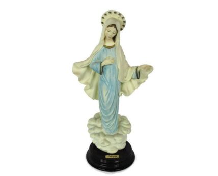Small Statue Figurine Our Lady of Medjugorje in Tihaljina Resin Marked Capodimonte Signed Santini 11.02"