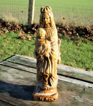 Vintage Our Lady ter Ruste Virgin Mary Madonna infant Jesus Plaster Statuette