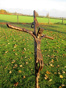 Gorgeous Wrought Iron Hanging Crucifix Cross Modernist 13.78"