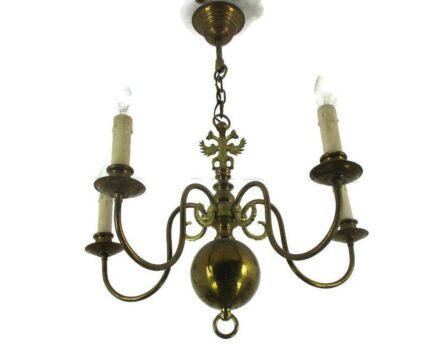 Chandelier 5 Lights Arms Brass Flemish Dutch Eagle Farm Countryhouse Style