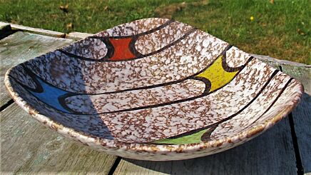 West Germany Art Pottery Dish Centerpiece Lovely Colors