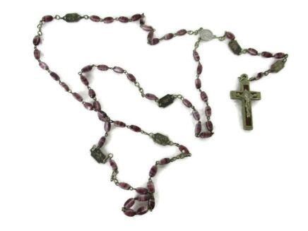 Vintage  Rosary  Paternoster Pink gorgeous  Prayer beads  stone WOW
