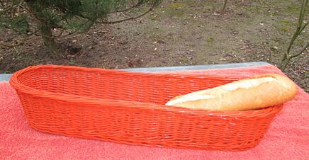 Vintage French Long Wicker Orange Bread Basket Lovely