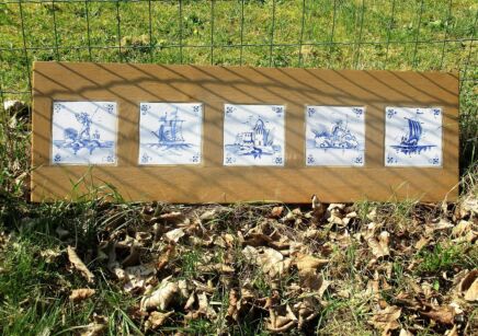 Framed Ceramic Delft Tile Scene Panel Dutch Blue White Kitchen Decoration