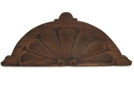 Antique Small Hand Carved Wood Pediment Ornate Over door Architectural Reclaimed French Oak