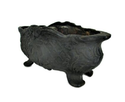 Antique Cast Iron Planter jardinière Decorative Pot Urn Outdoor Ornate Rustic