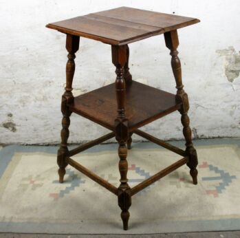 Vintage Two Tier Pedestal Display Plant Stand Nightstand Side table Carved Wood