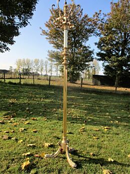 Vintage Coat Hat Rack Hall Tree Stand Floor Brass Ornate Fish Feet