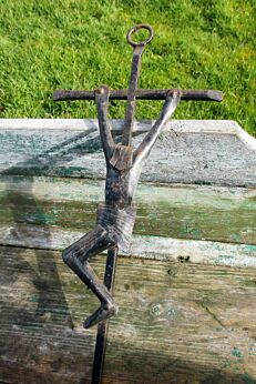 Mid Century Design Ceramic Modern Crucifix Ceramics Jesus Christ Blue Lovely
