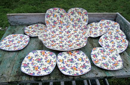 Romantic Maastricht Holland China Dessert Plates Serving tray Platter Flowers