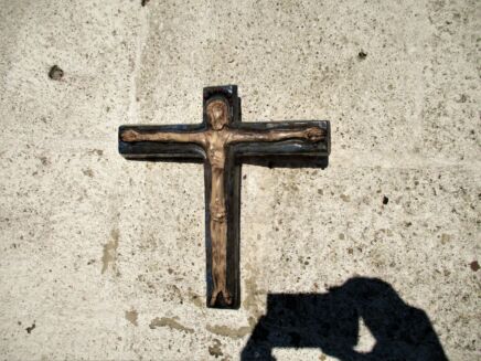 Mid Century Design Ceramic Modernist Crucifix Blue era Perignem Tieberghien