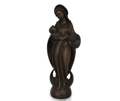 L Art Deco Virgin Mary Madonna Infant Child Plaster Statue tenderness Lovely Church Chapel Statue 24.01" Plaster