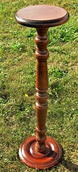 Large Carved wood Pedestal Display Table Plant Stand 34.65"