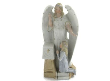 Porcelain Figurine Statue Angel Blessing  little Girl Communion Germany