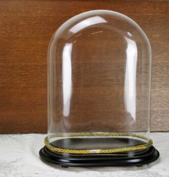 Antique Victorian Oval Hand Blown Glass Globe Dome Doll Clock Steampunk 13.98"
