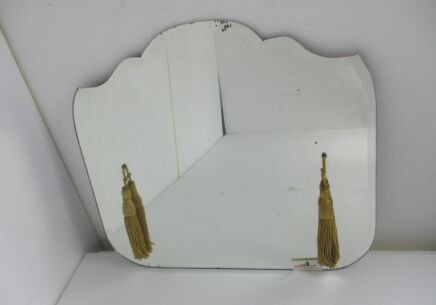 glass Art Deco Mirror   Clear Glass Art Nouveau  with Tassels