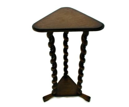 Barley Twist Wooden Side Wine Table Pedestal Plant Stand Two Tier Georgian Beautiful HTF
