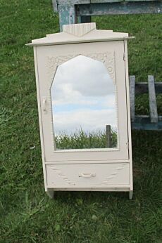 Antique French Provincial Wood Medicine Wall Cabinet Apothecary Romantic White