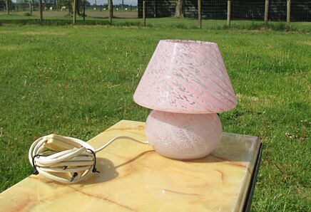 Spage Age 60 Italian Pink Glass mushroom Table Lamp Murano Romantic