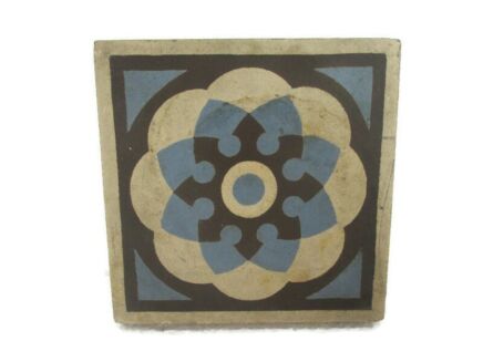 Antique Art Nouveau Wall Decorative Tile Blue Abstract pattern
