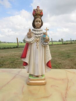 Jesus Statuette Plaster Chalkware Infant of Prague Santo Nino Statue 7.99"