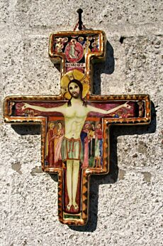 San Damiano Ceramic Crucifix IHS Nazare Jesus Of Nazareth Italy Gualdo Tadino