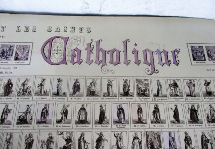 French Card board wall Hanging all the Saints and their Name days Collector HTF